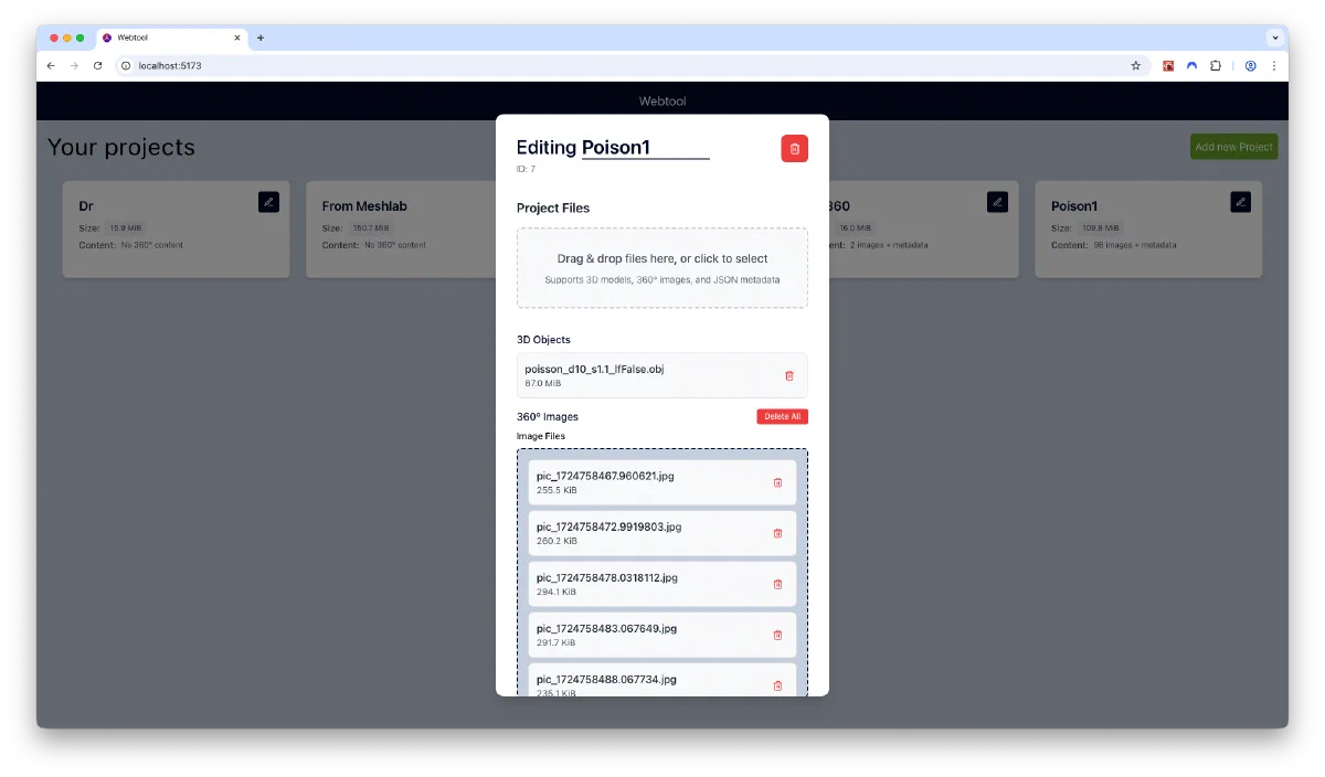 Project Editing/Creation Screen