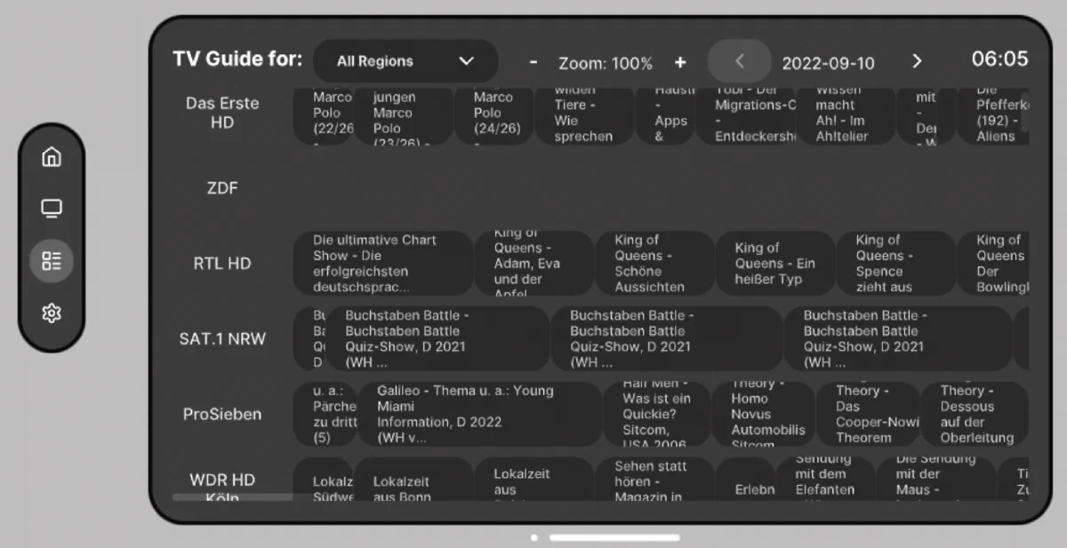 Guide — Browse the program schedule