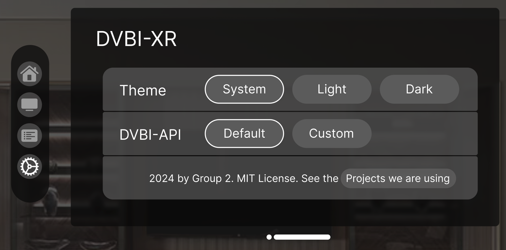 Settings — Theme and API configuration